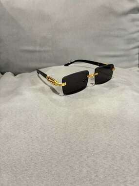 Sunglasses Men Fashion Rectangular Street Wear Trendy Shades Small Rimless Gafas
